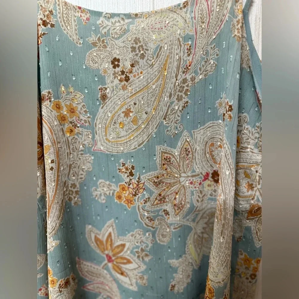 Blue Rain Textured Paisley Print Cami Small - Picture 5 of 6